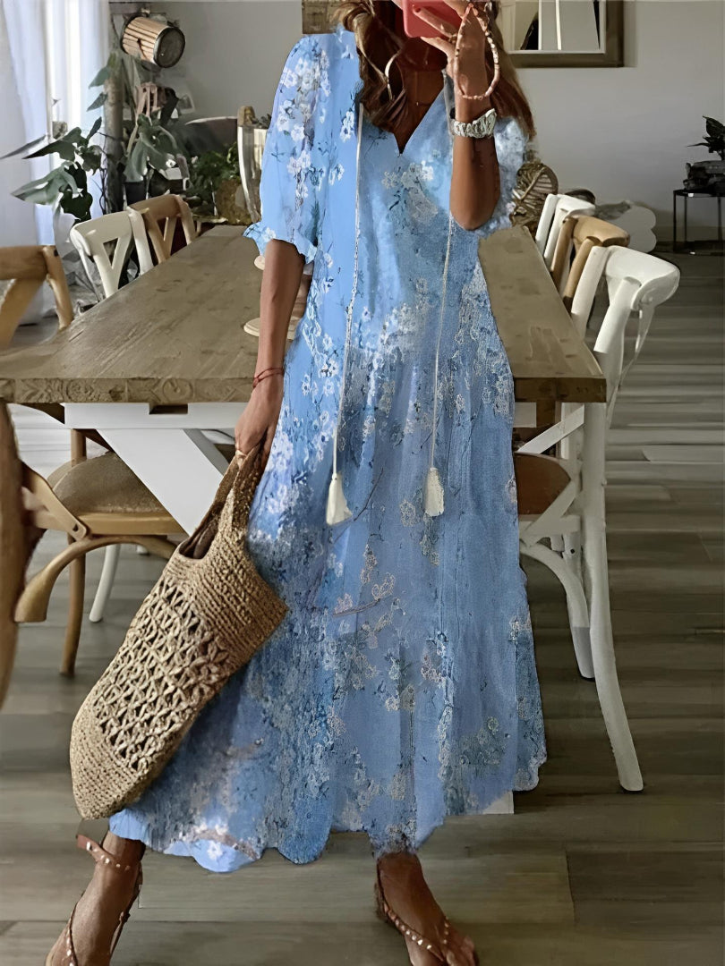 SOPHIA | Letní Boho Vintage Šaty s Výstřihem do V