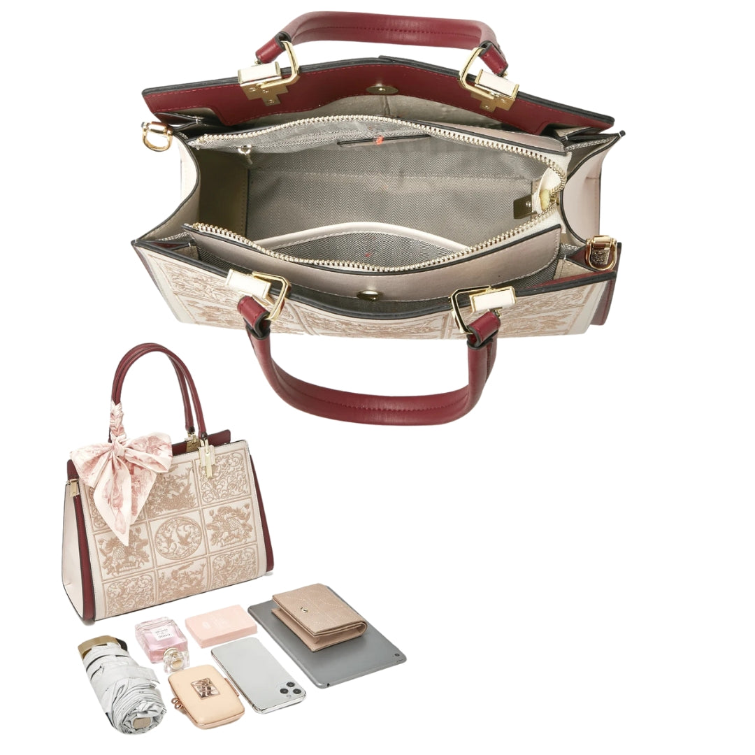 Sylvia™ – Elegantní crossbody kabelka s výšivkou a mašlí