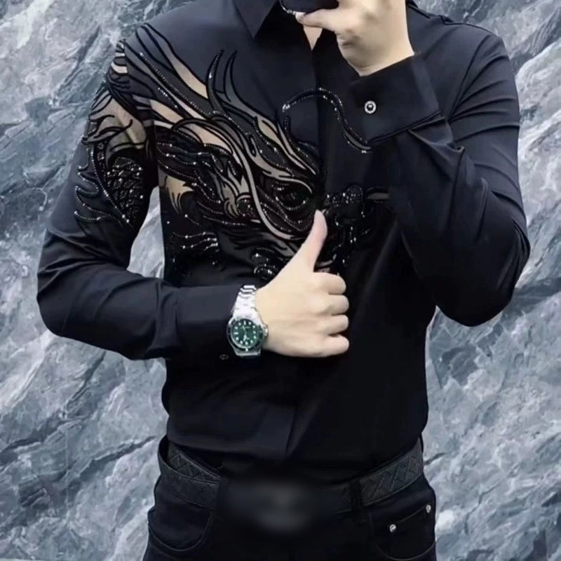 Pánská košile Slim Fit s potiskem – elegantní černá