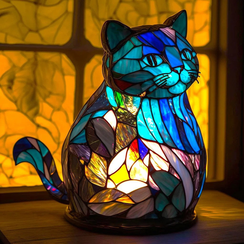 Nala | Barevná skleněná kočičí lampa s magickou atmosférou