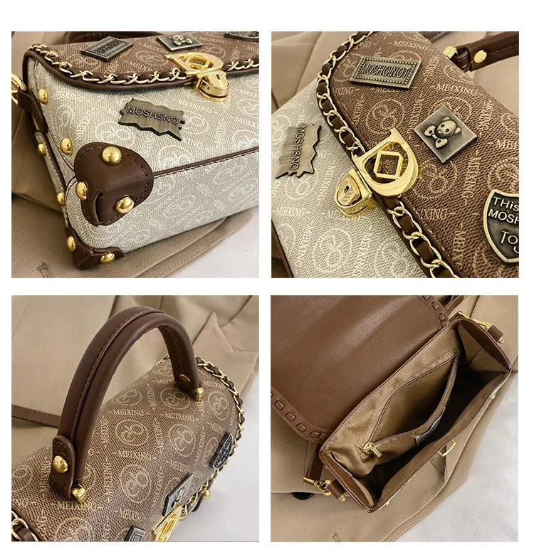 Zelda™ Vintage Crossbody Bag with Monogram and Gold Accents