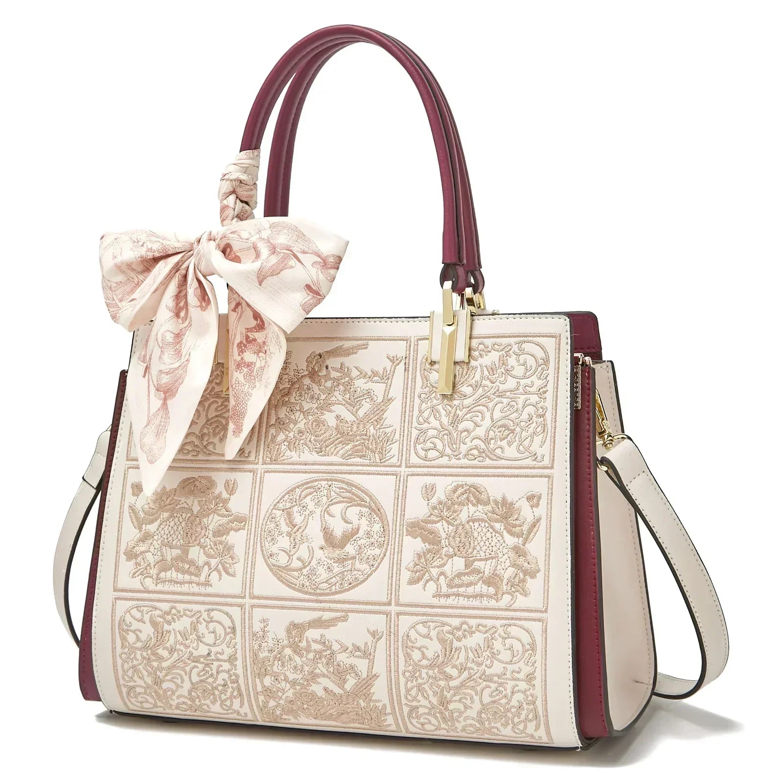 Sylvia™ – Elegantní crossbody kabelka s výšivkou a mašlí