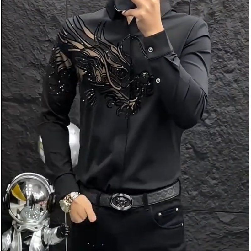 Pánská košile Slim Fit s potiskem – elegantní černá