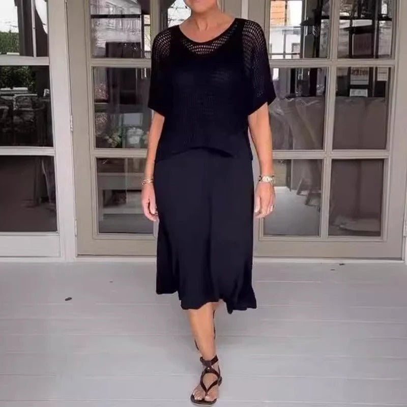 KARINA | Letní set s prodyšným topem a midi šaty