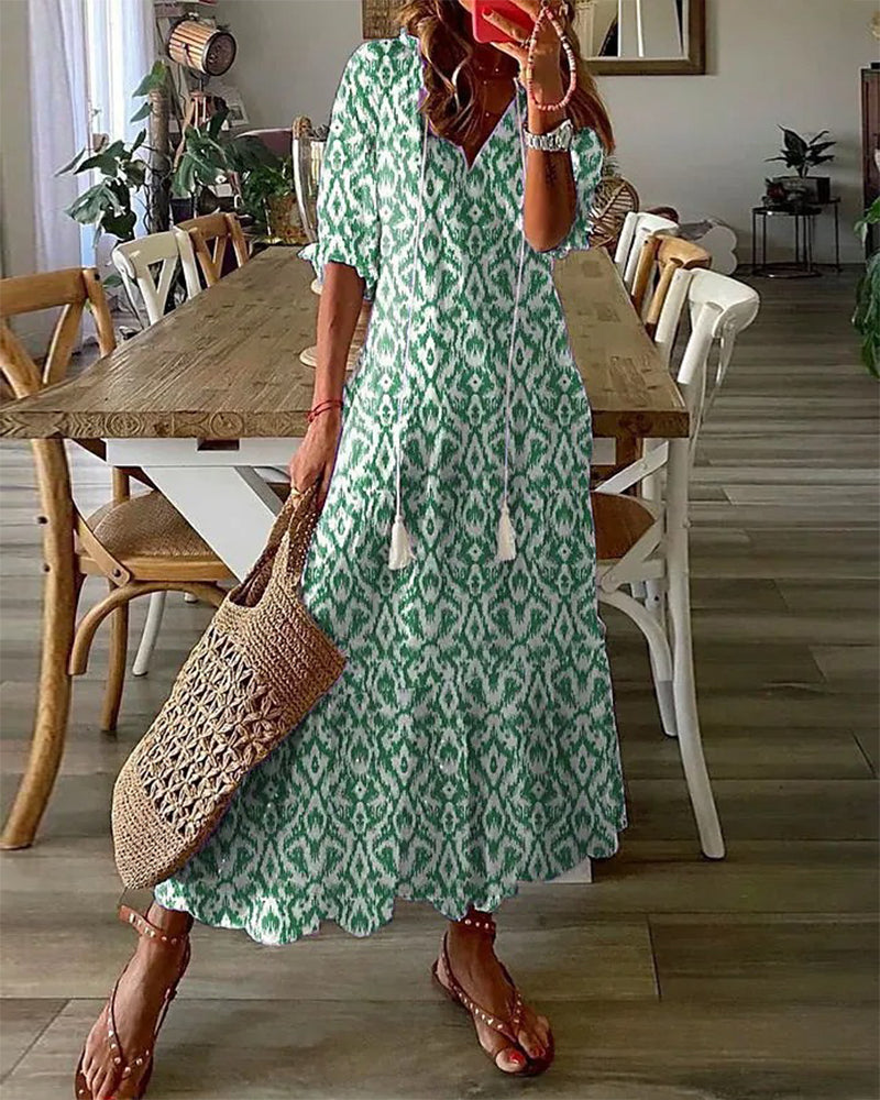 SOPHIA | Letní Boho Vintage Šaty s Výstřihem do V