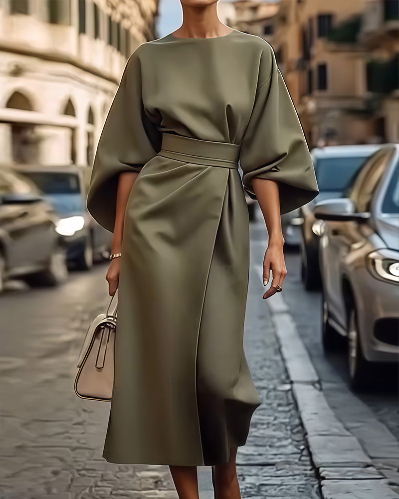 Celestine™ | Šaty s elegantními lanternovými rukávy a páskem