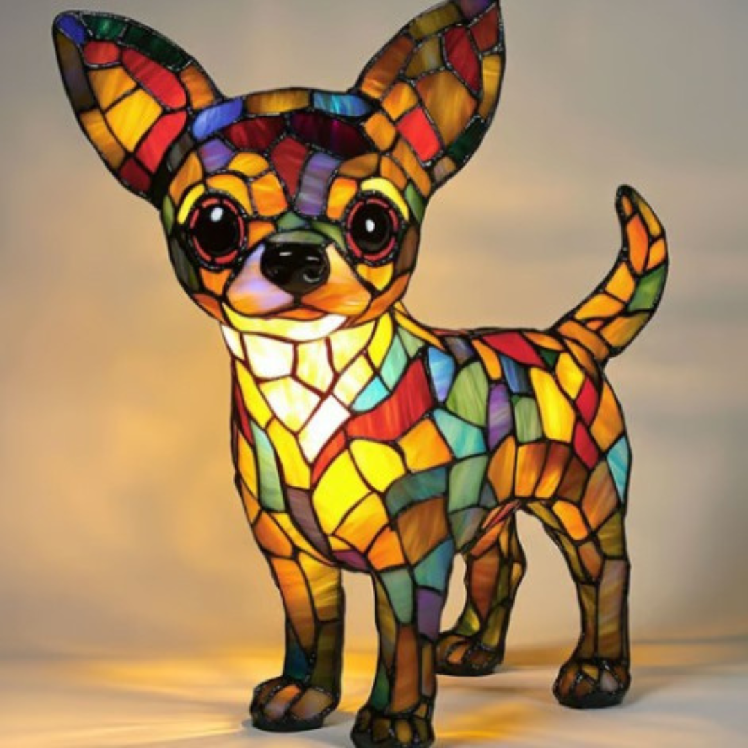 Choupette | Barevná skleněná lampa ve tvaru psa s magickým nádechem