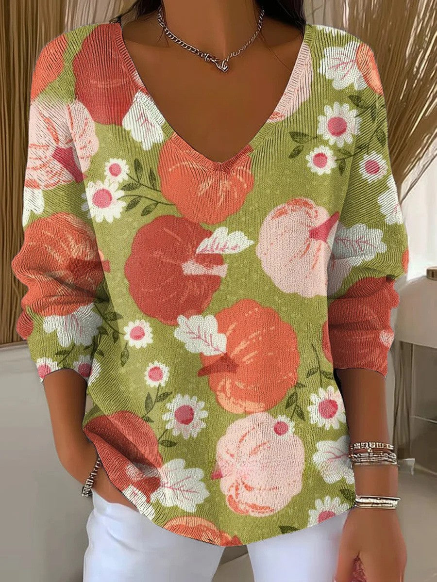 Anežka – Stylový úpletový svetr s výstřihem do V 17