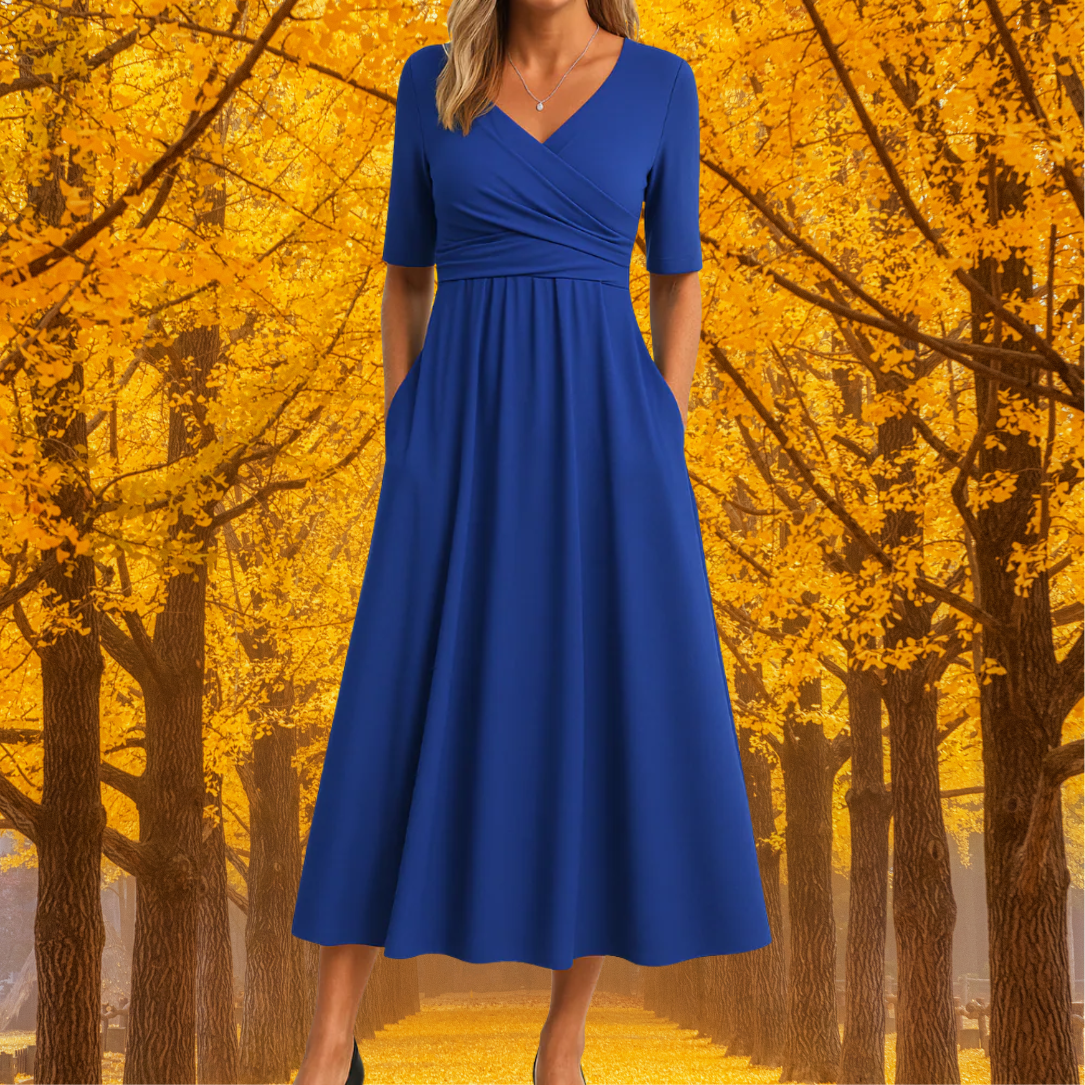 Monique™ | Křížené šaty s krátkým rukávem