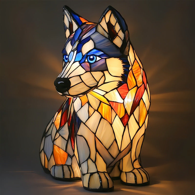 Rex | Barevná skleněná psí lampa s magickým nádechem