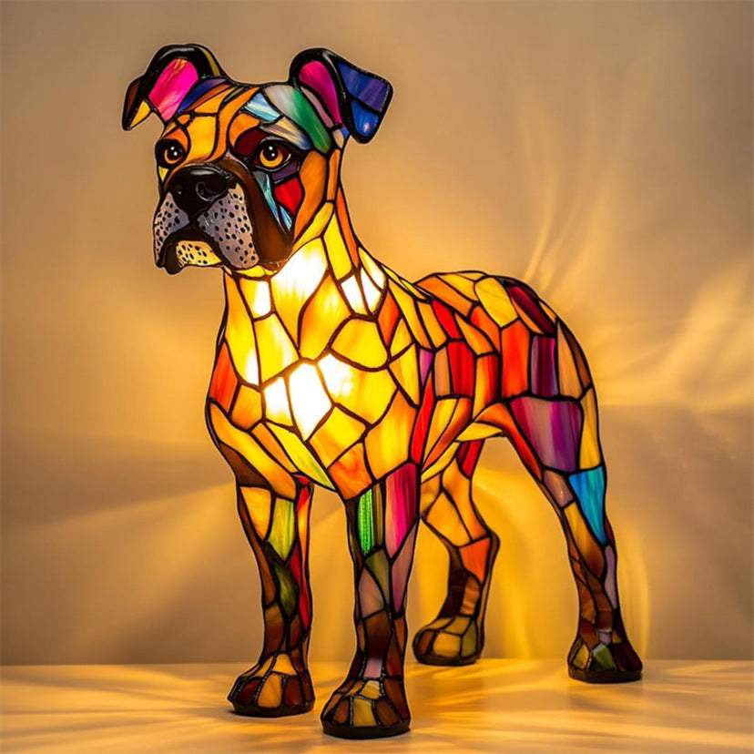 Tyson | Barevná skleněná lampa se psy s magickým nádechem