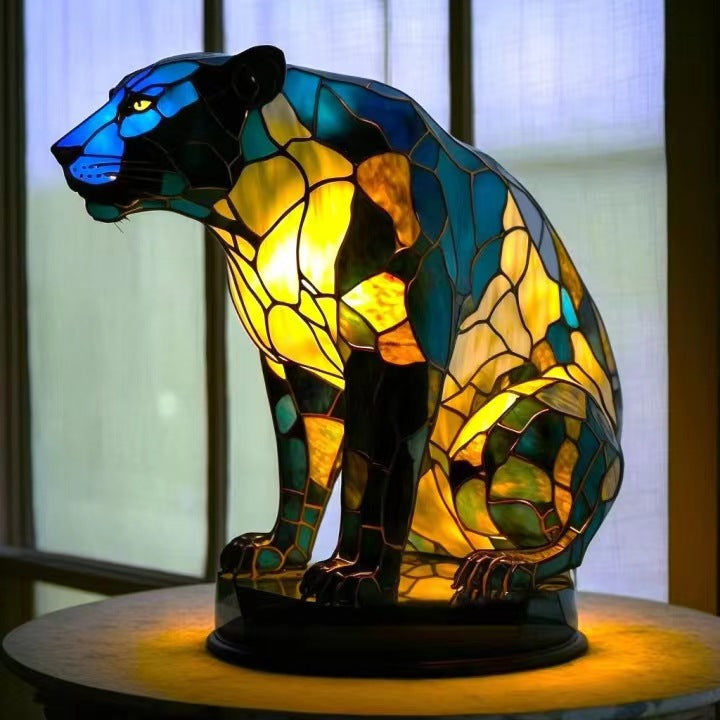 Fauve | Magická panterová lampa z barevného skla