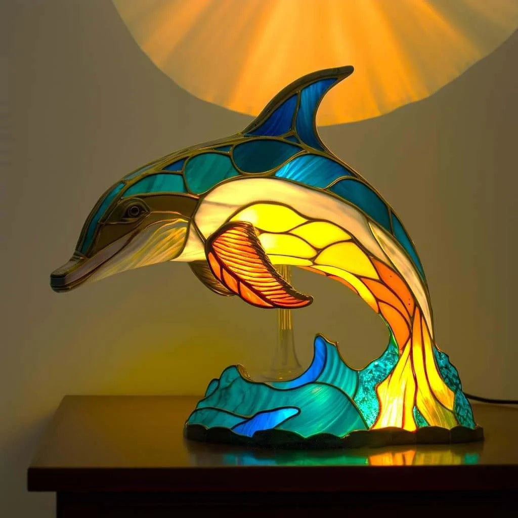 Flip | Magisk Dolfijnlampe z barevného skla
