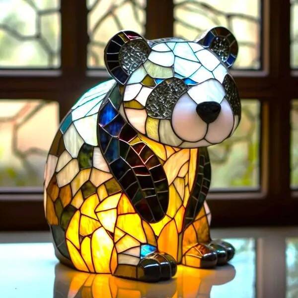 Pandaou | Magická panda lampa z barevného skla