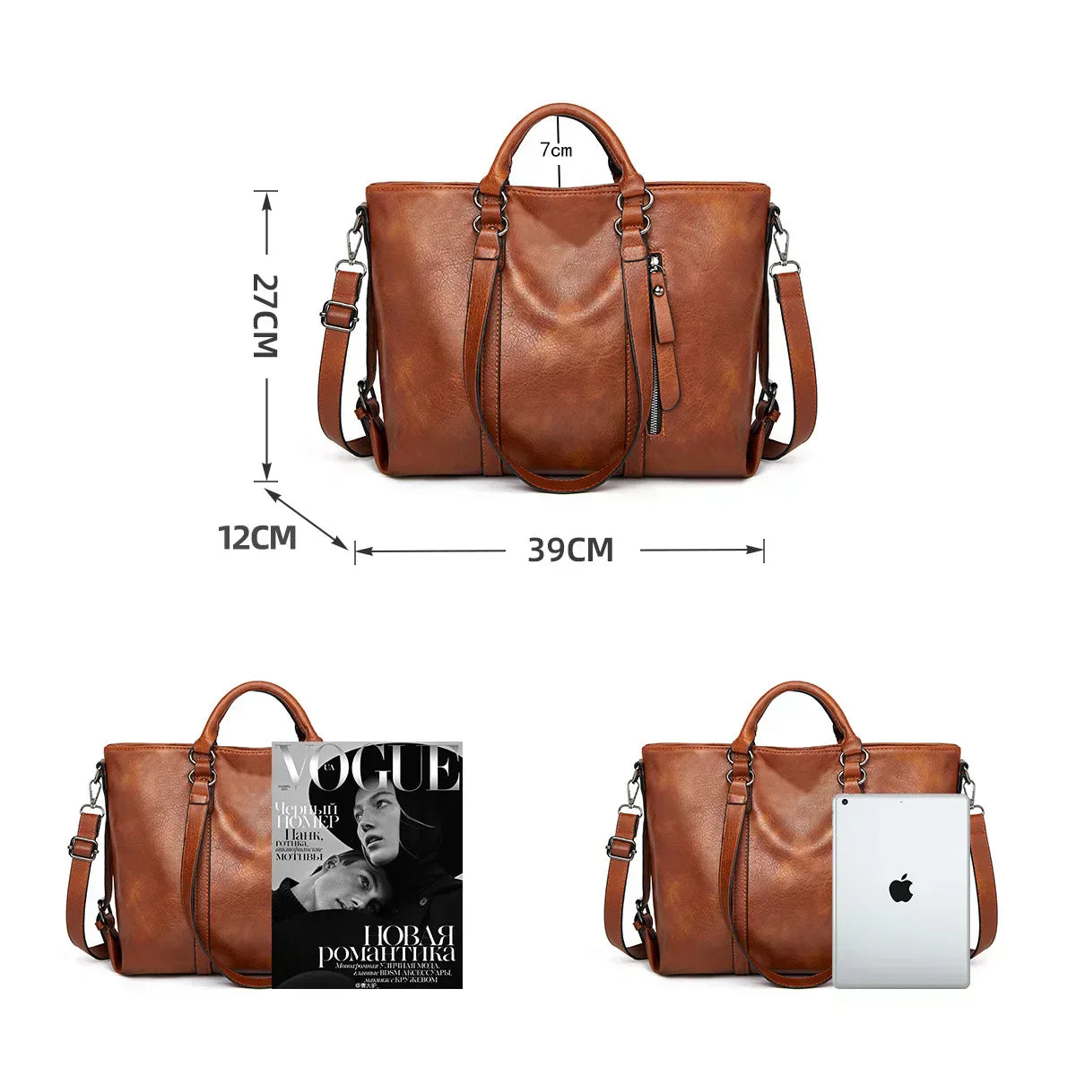 Signe™ | Elegantní Velká Kožená Taška Přes Rameno