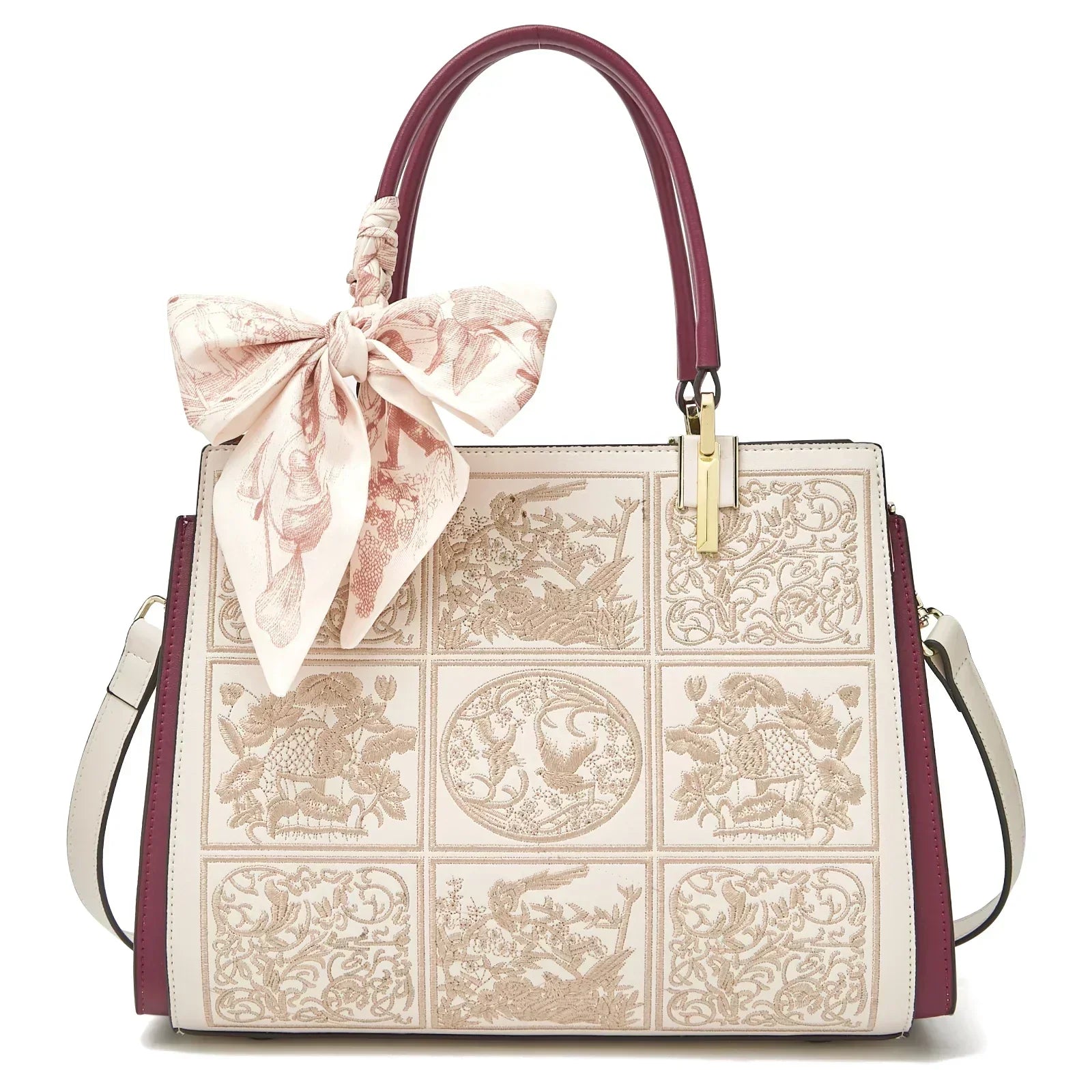 Sylvia™ – Elegantní crossbody kabelka s výšivkou a mašlí