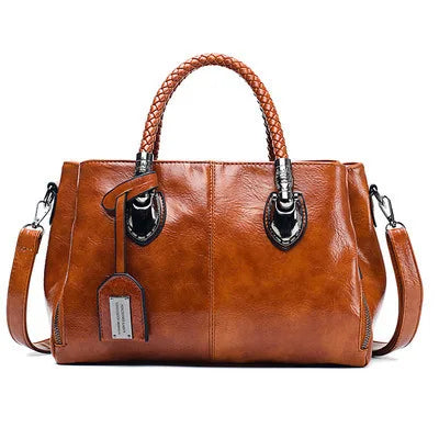 Pia™ | Elegantní kožená taška s pletenými uchyty