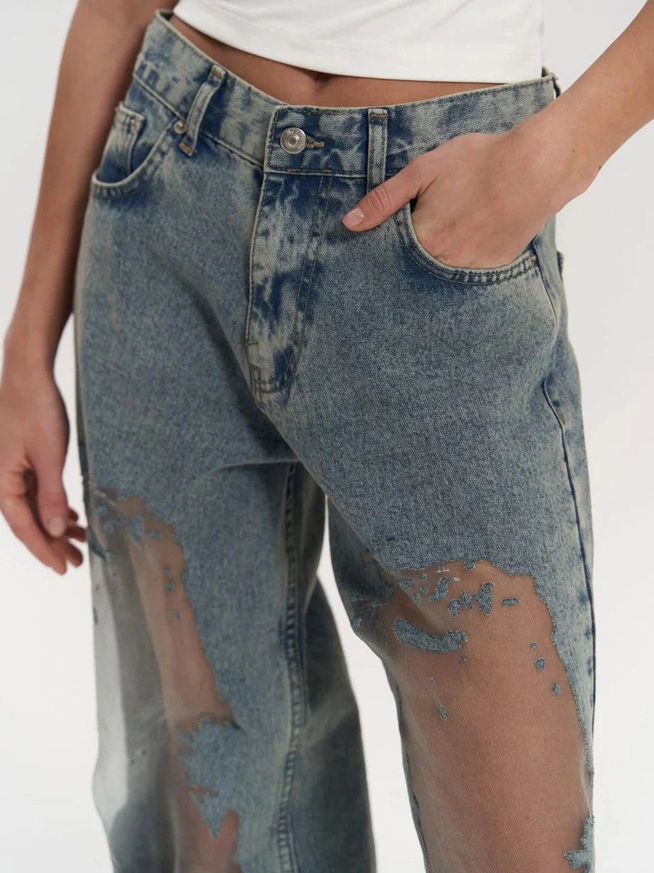 Caroline™ - Trixie modré transparentní džíny