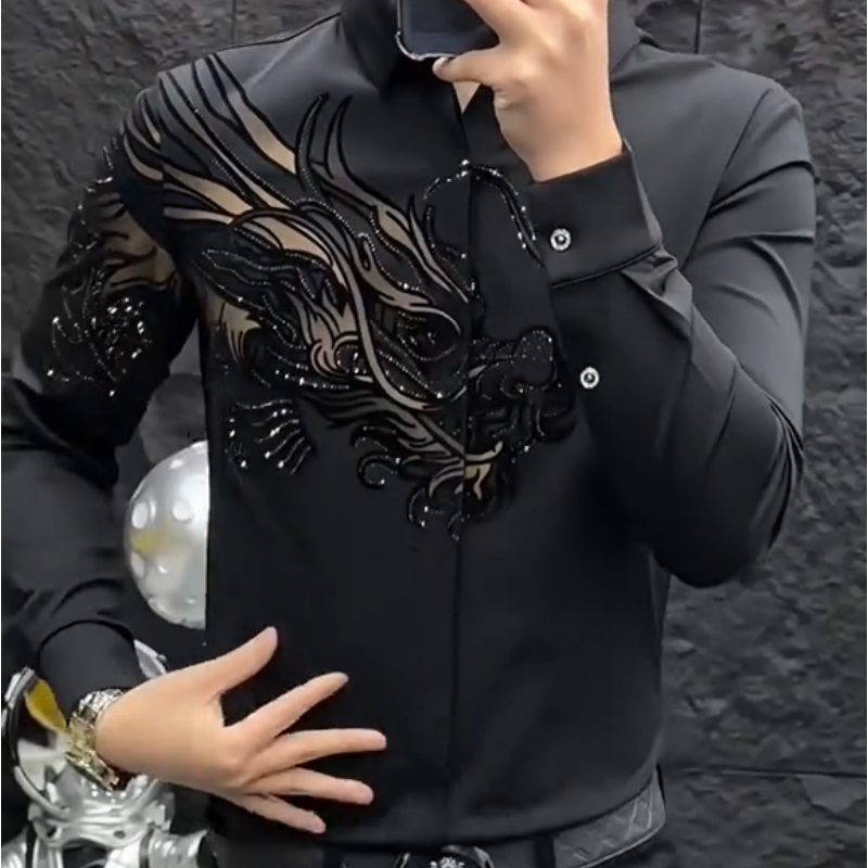 Pánská košile Slim Fit s potiskem – elegantní černá