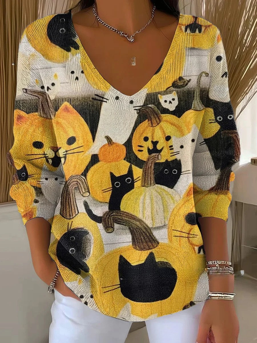 Anežka – Stylový úpletový svetr s výstřihem do V