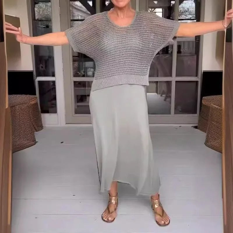 KARINA | Letní set s prodyšným topem a midi šaty