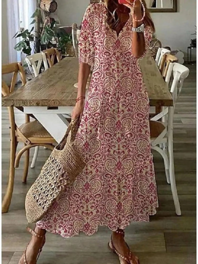 SOPHIA | Letní Boho Vintage Šaty s Výstřihem do V